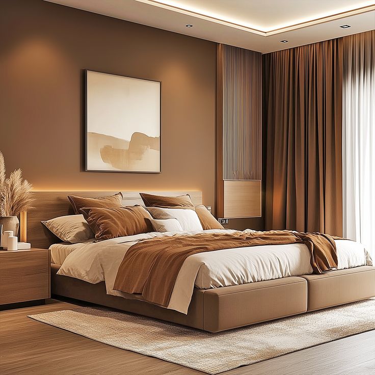 Elegant Rich Modern Brown Bedroom